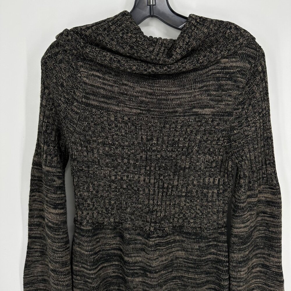 Calvin Klein Sweater Dress Cowl Neck A Line Marled Knit Long Sleeve Brown Black - Picture 6 of 8